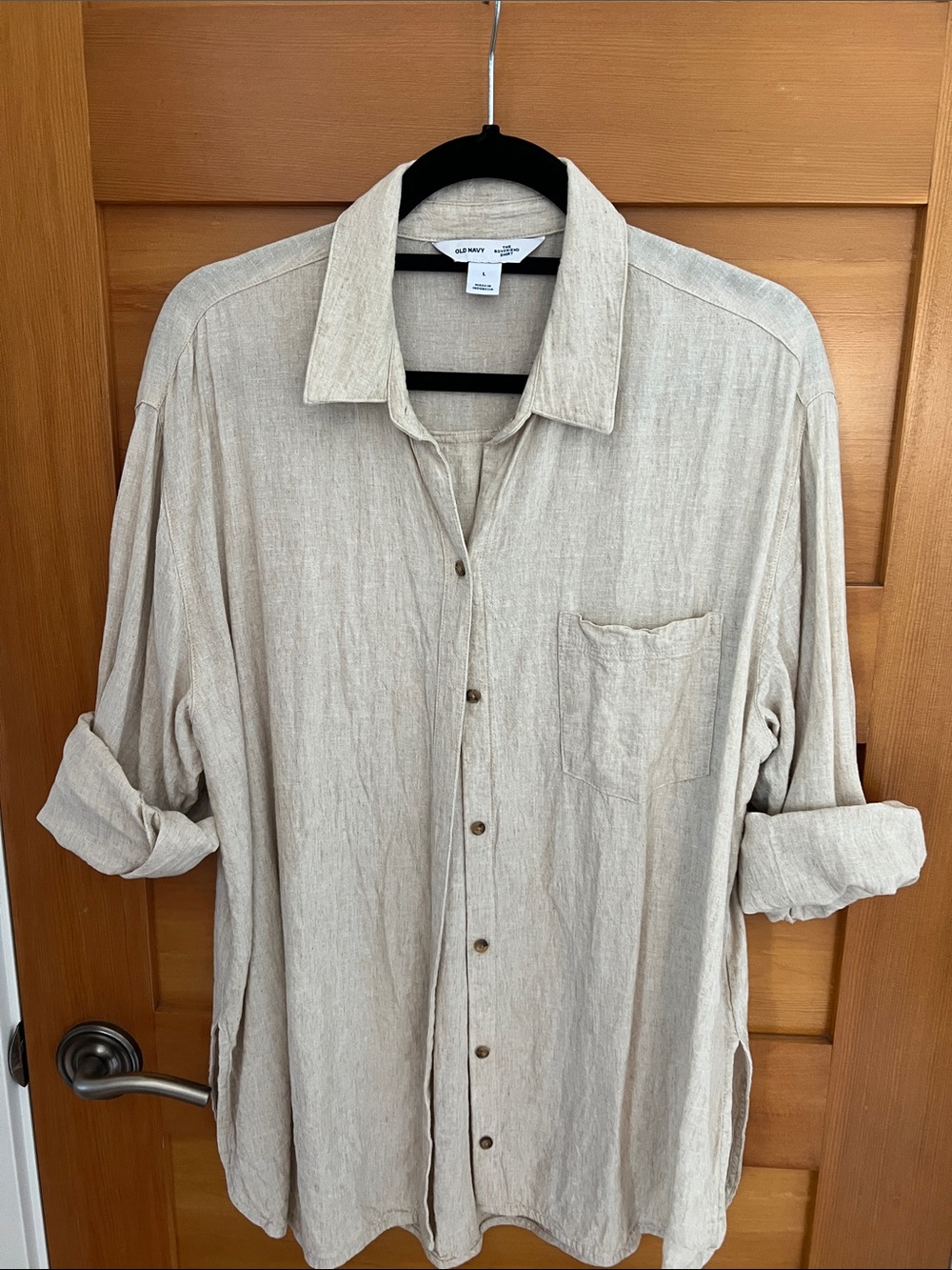 Old Navy Beige Button-Down Linen Shirt
